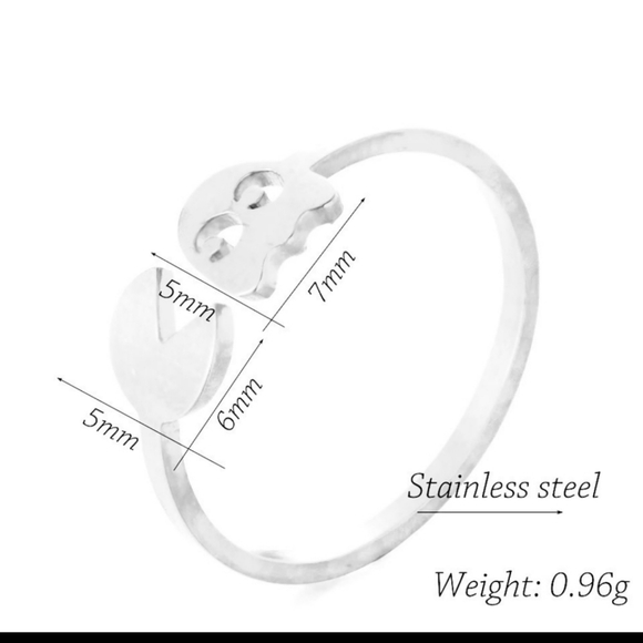 Silver earrings Retro 80s Pac Man Earrings Stainless Steel - Picture 3 of 4